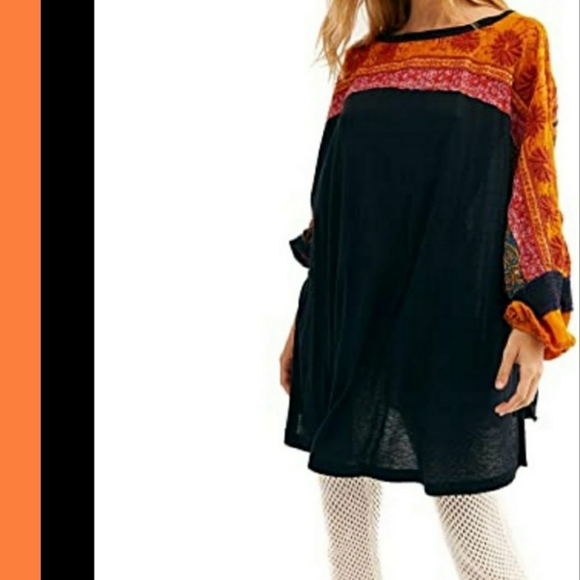 Free People Tripoli High Low Top in Black and Orange, Size xs - Picture 6 of 15